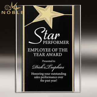 Engraved Acrylic Plaque Black & Gold Standing Star Wall Placard Award