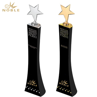 Gold Silver Metal Star Award With Black Base