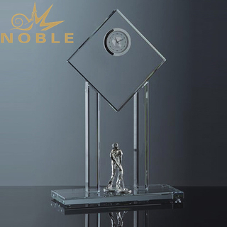 Golf Sports Award Crystal Clock Trophy 