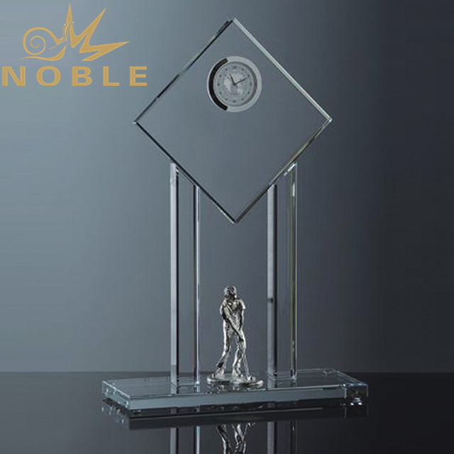 Golf Sports Award Crystal Clock Trophy 