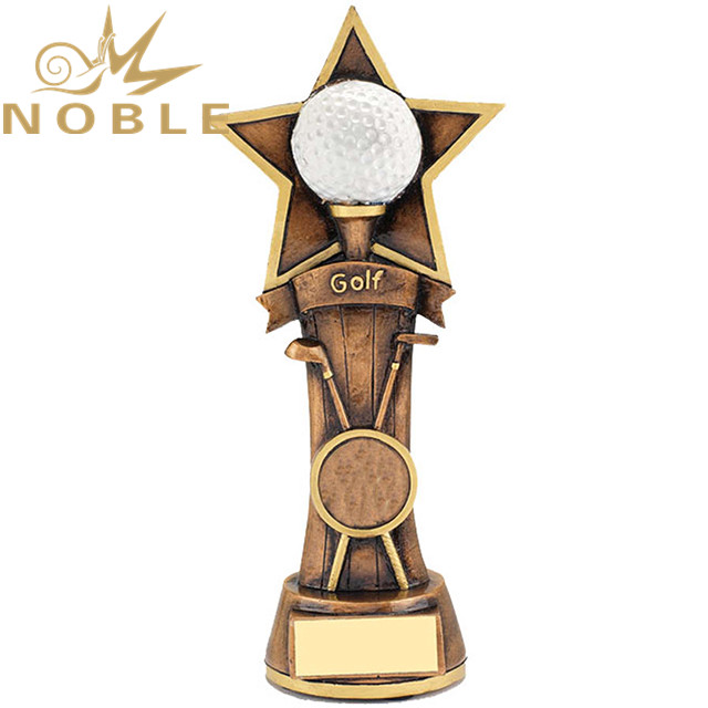 NB-CST291 RESIN STAR TROPHY, GOLF WCROSSED CLUB1