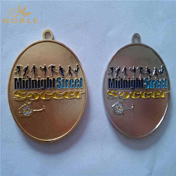 Matte Gold Silver Soccer Sports Medal