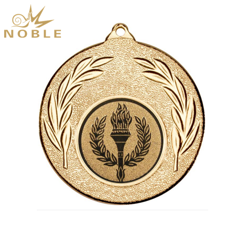NB-MD967---053 Gold Leaf Medal with Achievement Flame Centre Disc 50mm