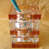 Office Gift Amber & Clear Crystal Pen Holder