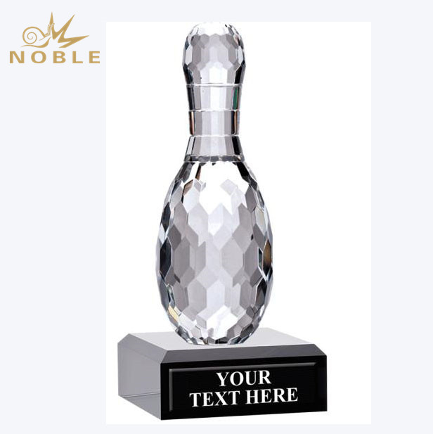 Crystal Bowling Award with Black Base
