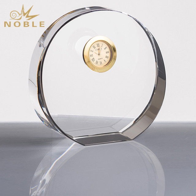 NB-CLC079---NB-RWN077 100mm Optic Crystal Circle Wedge Clock