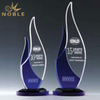 Clear And Blue Blank Crystal Flame Award