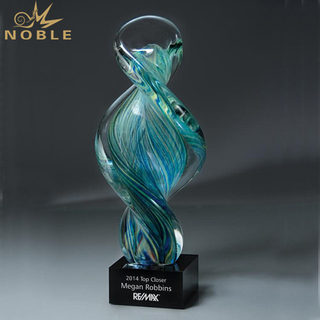 Unique Artisan Award Art Hand Blown Glass Trophy 