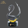 Art Glass Swan Hand Blown Glass Trophy with Base