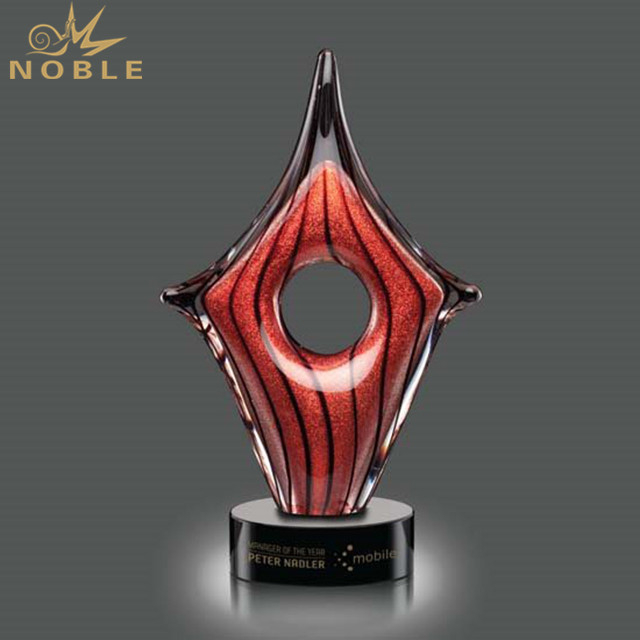 Unique Award Art Hand Blown Glass Trophy 