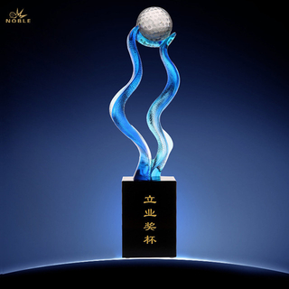Golf Ball Liuli Trophy with Crystal Base
