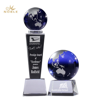 Custom Design Crystal Earth Globe Trophy 