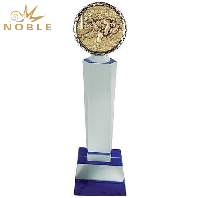 191---NB-SSY083 Medal crystal column，CRYSTAL WITH MEDAL AWARD 23cm crystal collumn for any 60mm medal