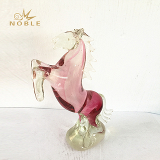 Pink Colored Horse Head Art Glass Sculpture