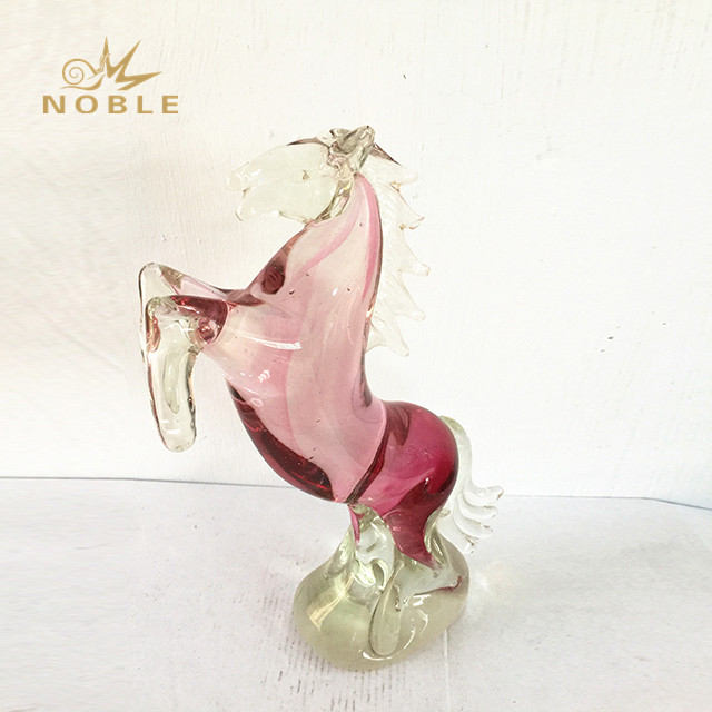 Pink Colored Horse Head Art Glass Sculpture