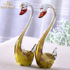 Yellow Art Glass Hand Blown Glass Swan As Wedding Gift