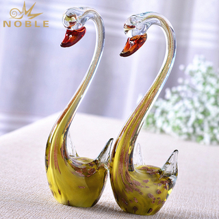 Yellow Art Glass Hand Blown Glass Swan As Wedding Gift