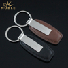 Two Colors Leather And Silver Metal Keychain