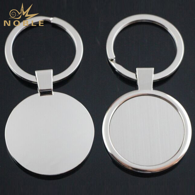 Blank Round Silver Metal Keychain