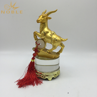 Chinese Character Metal Gold Sheep Figurine Trophy