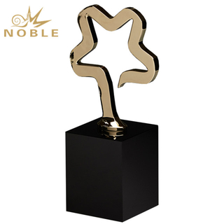Metal Star Trophy Award with Black Crystal Base