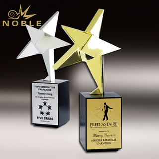 High Quality Custom Laser Engraved Metal Gold Star Trophy Awards