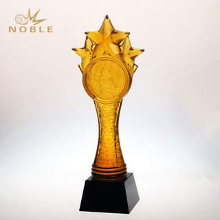 Unique Art Glass Gold Glaze Star Trophy