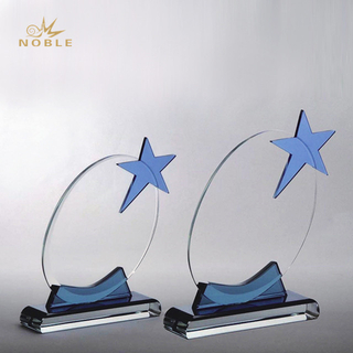 Corporate Gifts Crystal Trophy with Blue Star