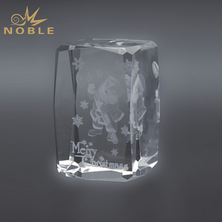 Christmas Crystal Cube With 3d Santa Claus