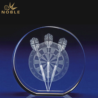 Dart Circle Shape 3d Laser Engraved Crystal Block