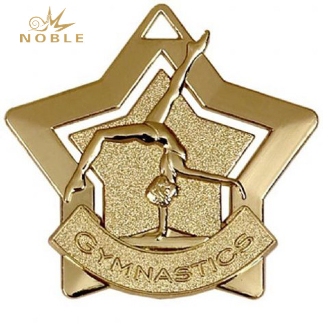 Gold Star Shaped Gymnastics Sports Custom Design Medal