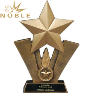 Gold Resin Star Trophy with Black Lasered Plate