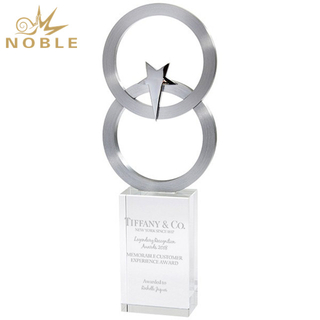 Crystal Star Award with Double Metal Ring