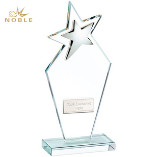Blank Custom Jade Glass Trophy Award with Metal Star 