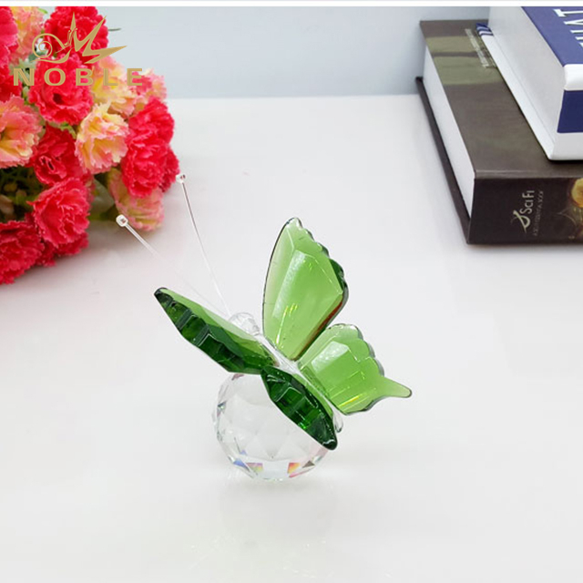 Decorative Crystal Apple With Green Butterfly