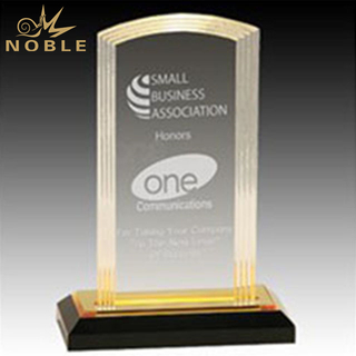 Clear Acrylic Trophy With Gold Sheet Black Base