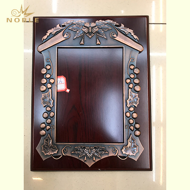 Wood Plaque Shield with Bronze Frames