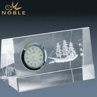Crystal Desktop Clock With Engraved Logo