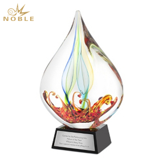 Colorful Design Art Glass Trophy 