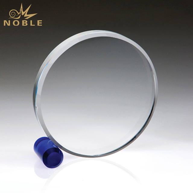 Round Crystal Award With Blue Base