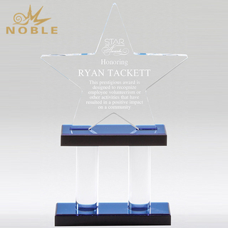 Blue Clear Star Crystal Corporate Trophy