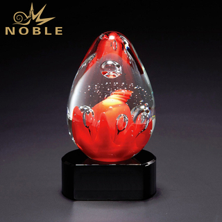Custom Art Glass Hand Blown Award with Black Base 