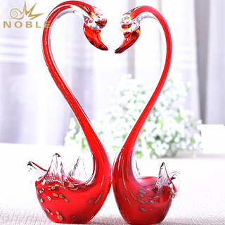Red Art Glass Hand Blown Glass Swan As Wedding Gift