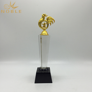 Chinese Character Metal Gold Chicken Figurine Trophy