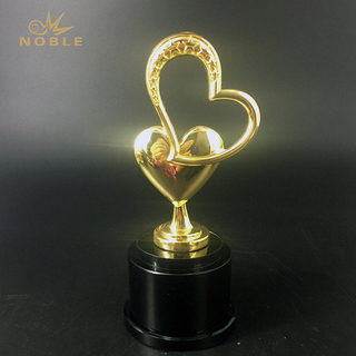 Gold Plated Color Metal Heart Trophy 