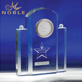 Clear Custom Desktop Gift Crystal Clock Award