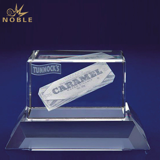 Rectangular 3d Laser Engraved Crystal Trophy with Base