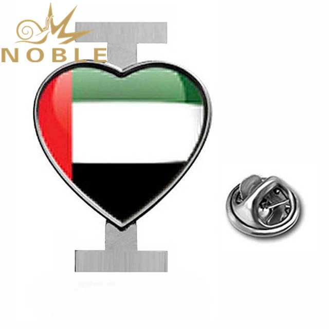 2B-LHH009 Silver Metal UAE National Day I Love UAE Logo emblem Badge brooch With Round Pin at the back_副本