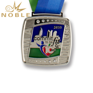Silver Sports Race Marathon Medal