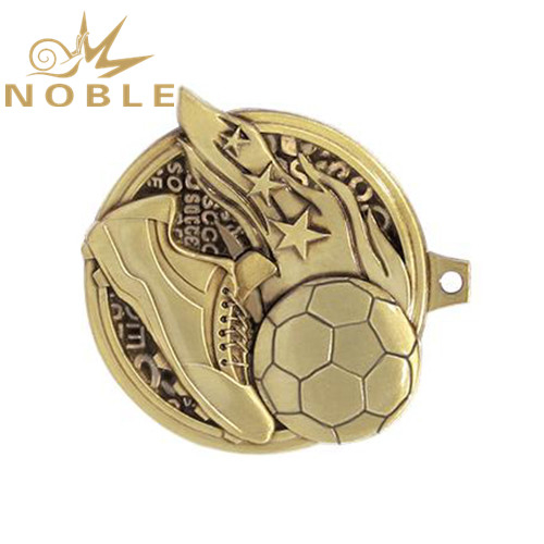 Matte Gold Plate Football Medal